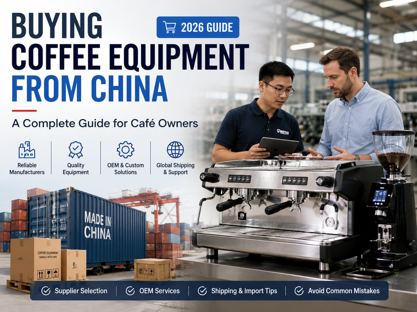 Commercial espresso machine manufacturer in China helping café owners choose reliable coffee equipment and OEM solutions.