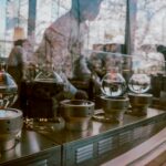 commercial espresso machine used in a modern cafe with professional coffee equipment