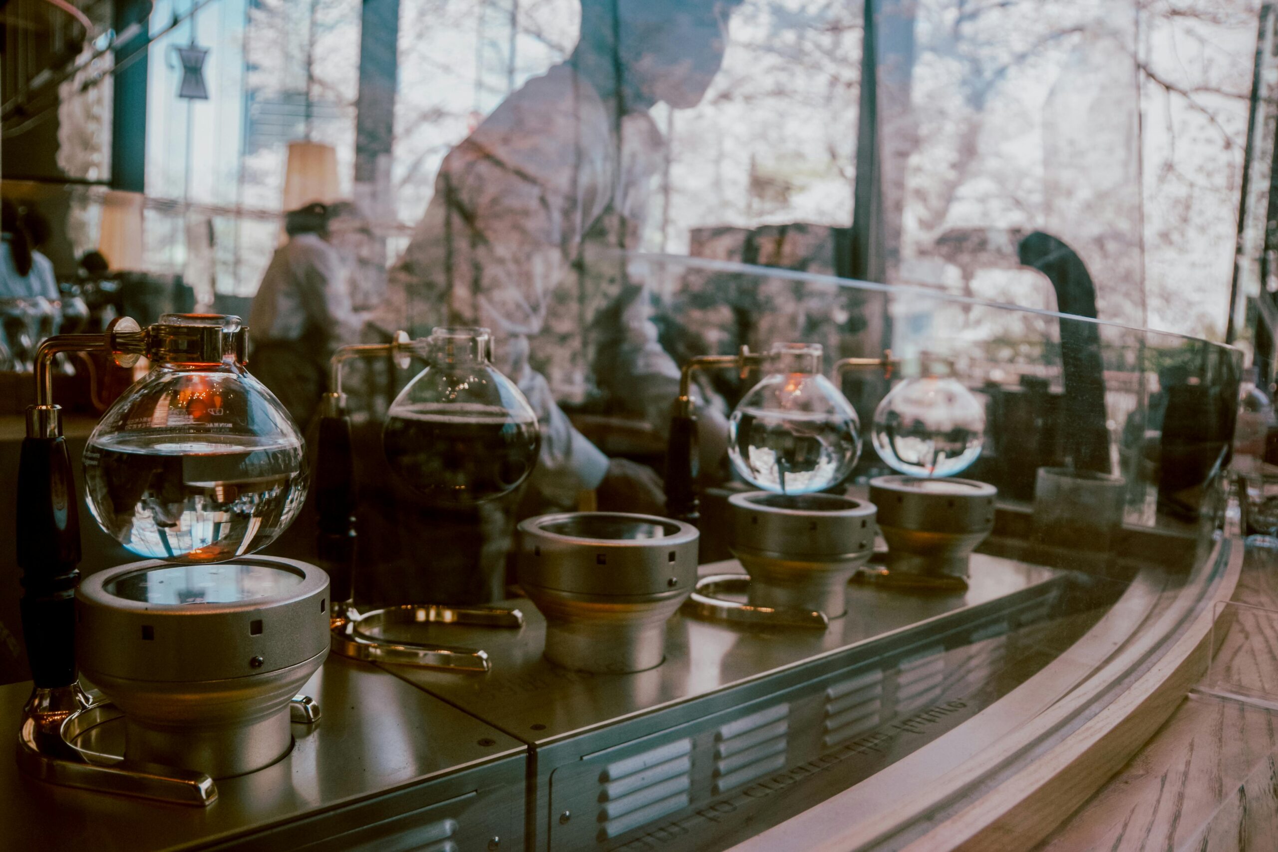 commercial espresso machine used in a modern cafe with professional coffee equipment