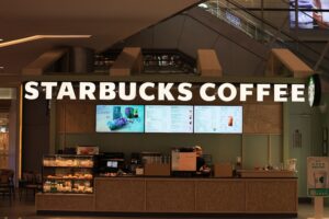 Commercial espresso machine installation setup in a modern café